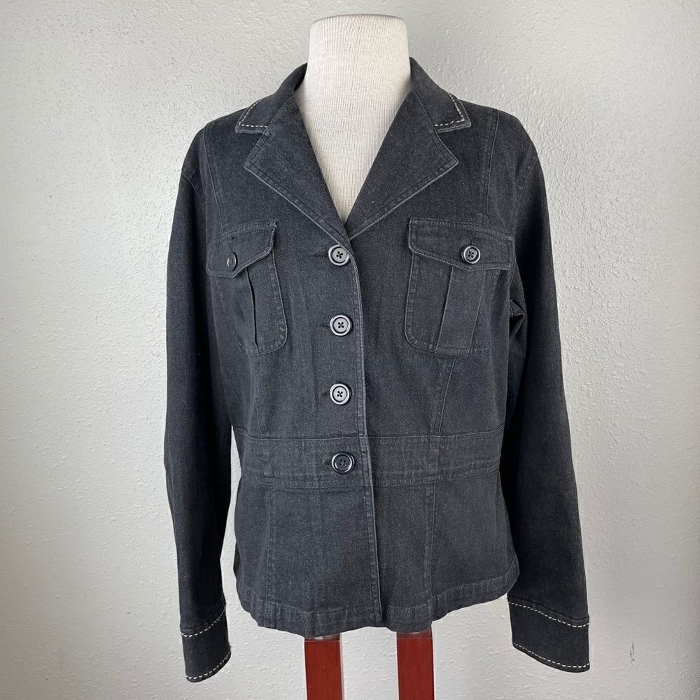 Liz Claiborne Black Denim Coat and Matching Pants